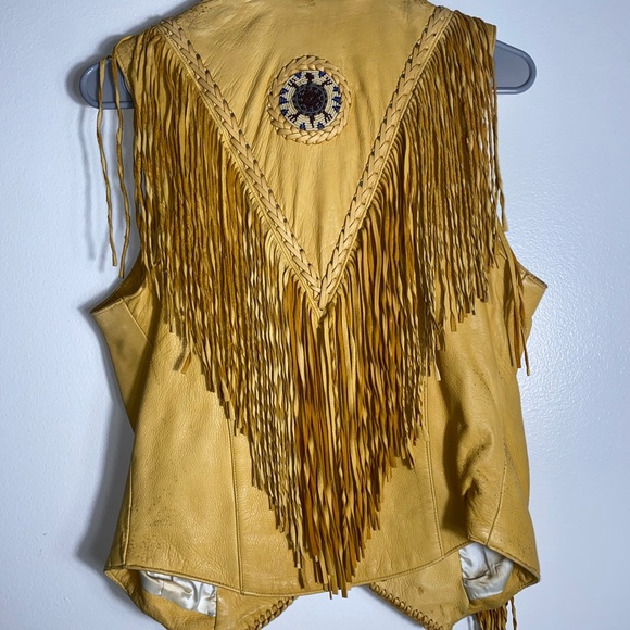 Vintage Diamond Leathers western twisted fringe beaded vest - Picture 9 of 15